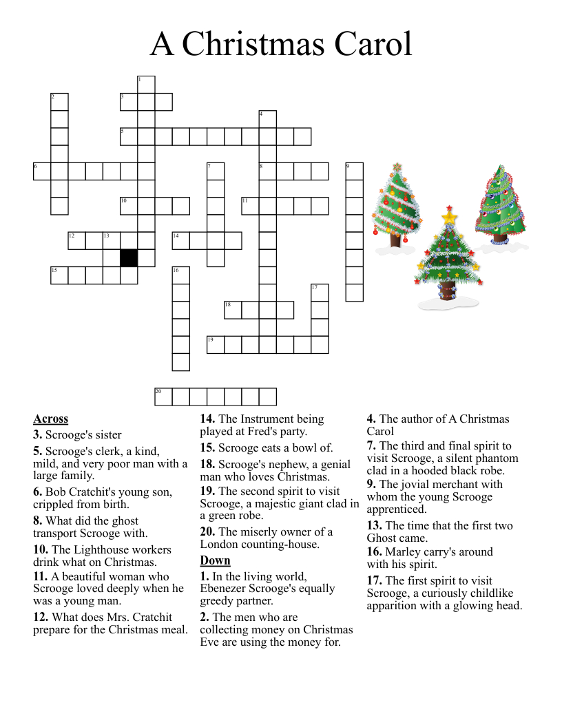 A Christmas Carol Crossword - Wordmint for Christmas Carol Crossword Puzzles Answer Key