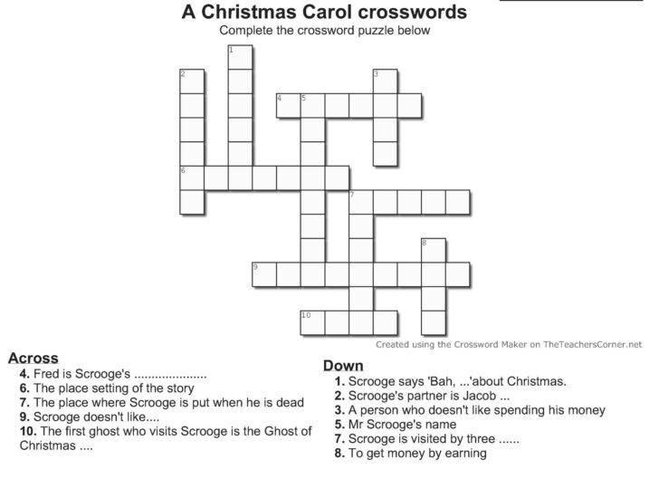 Christmas Carols Crossword Puzzles