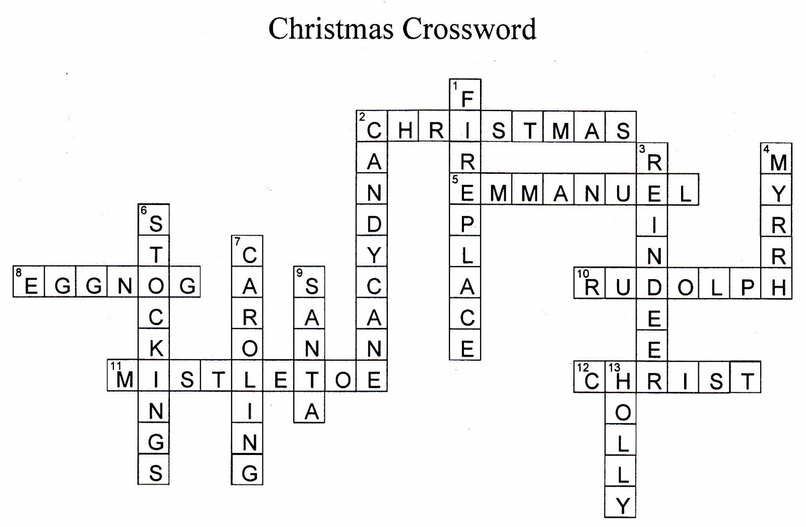 Charger Christmas Crossword Puzzle Answers for Answers to Christmas Crossword Puzzles