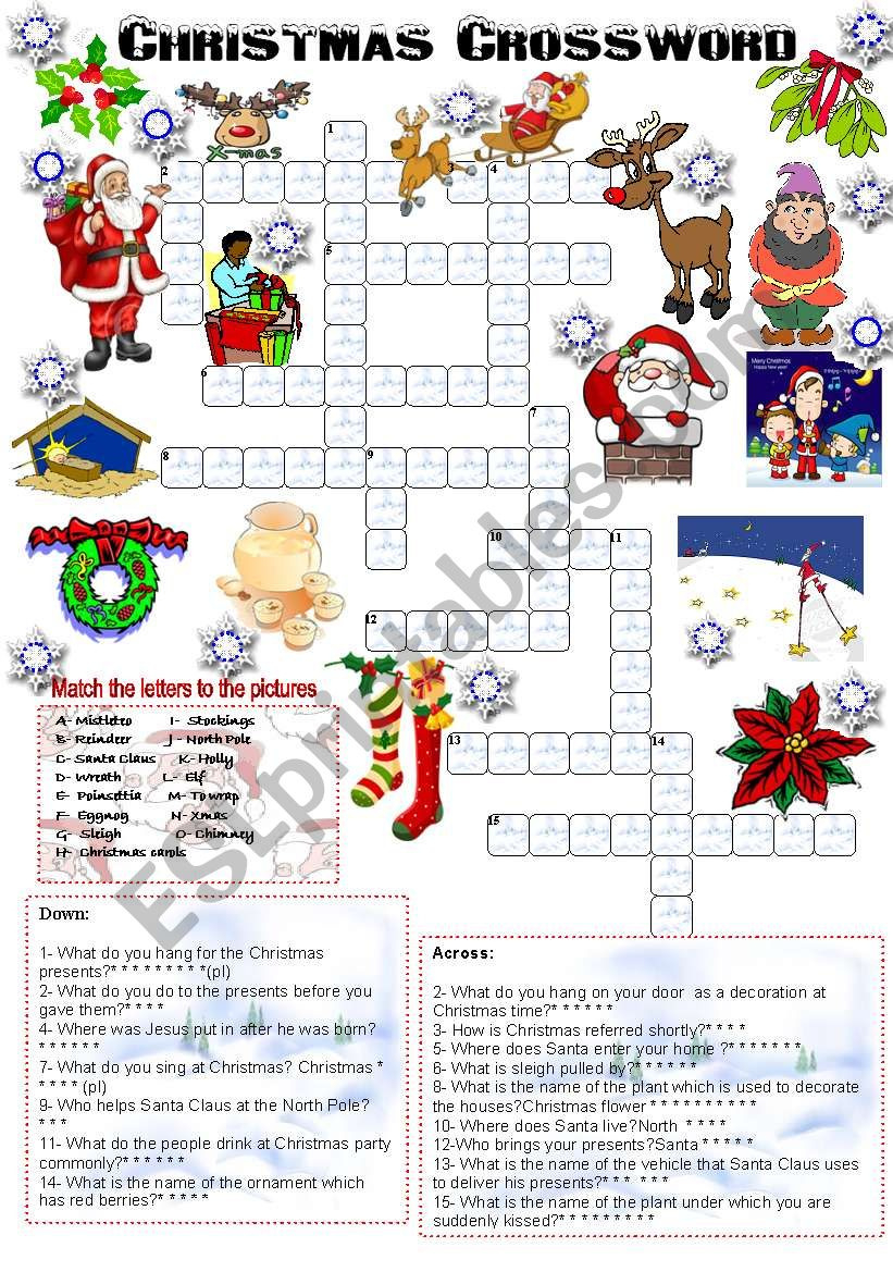 Christmas Crossword (05.12.2008) - Esl Worksheetemila for Answers to Christmas Crossword Puzzles