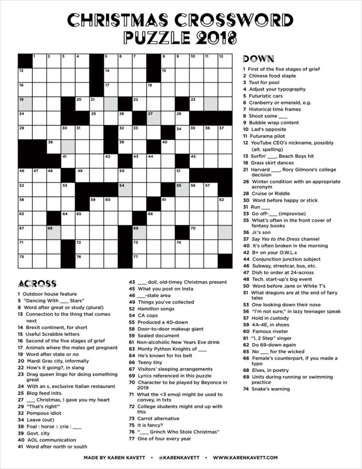 Crossword Puzzles For Christmas