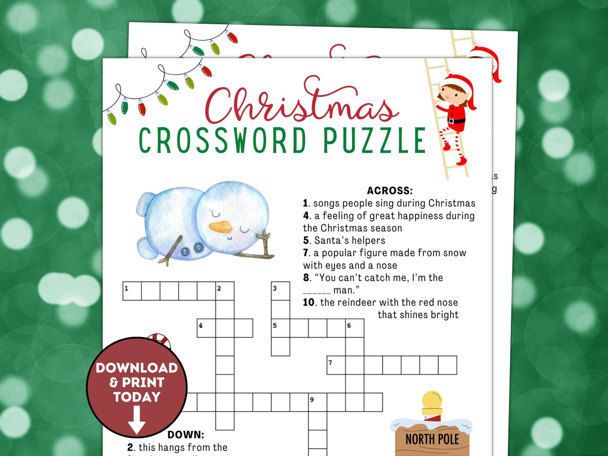 Christmas Crossword Puzzle / Christmas Game For Kids / Holiday within Christmas Crossword Puzzles Online