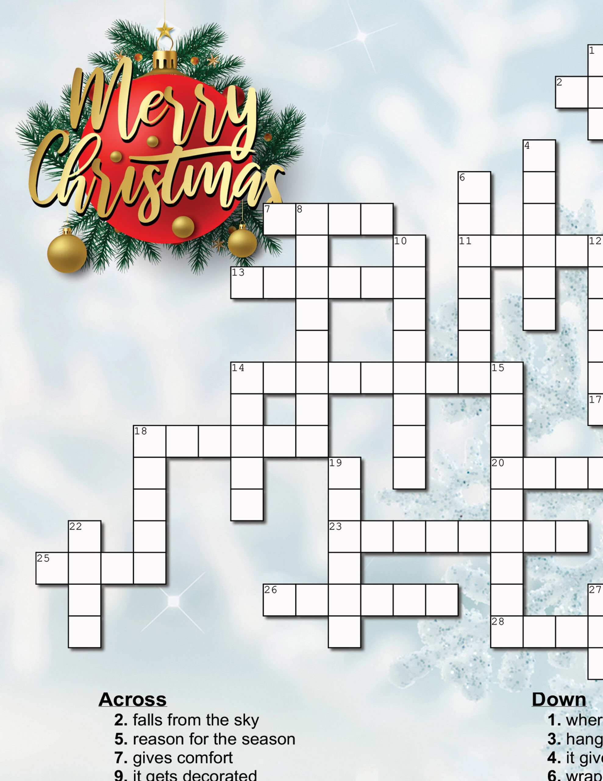 Christmas Crossword Puzzle - Etsy in Christmas Themed Crossword Puzzles