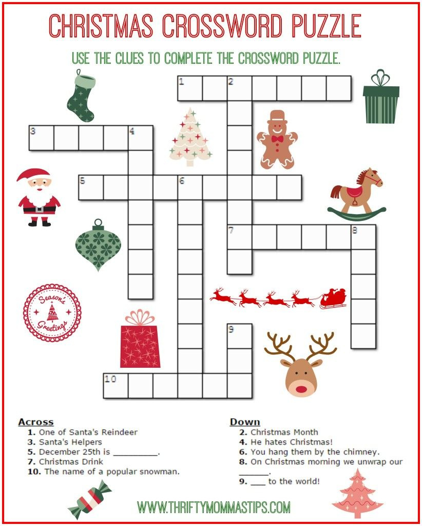 Christmas Crossword Puzzle Printable - Thrifty Momma&amp;#039;S Tips for Free Printable Christmas Crossword Puzzles With Answers