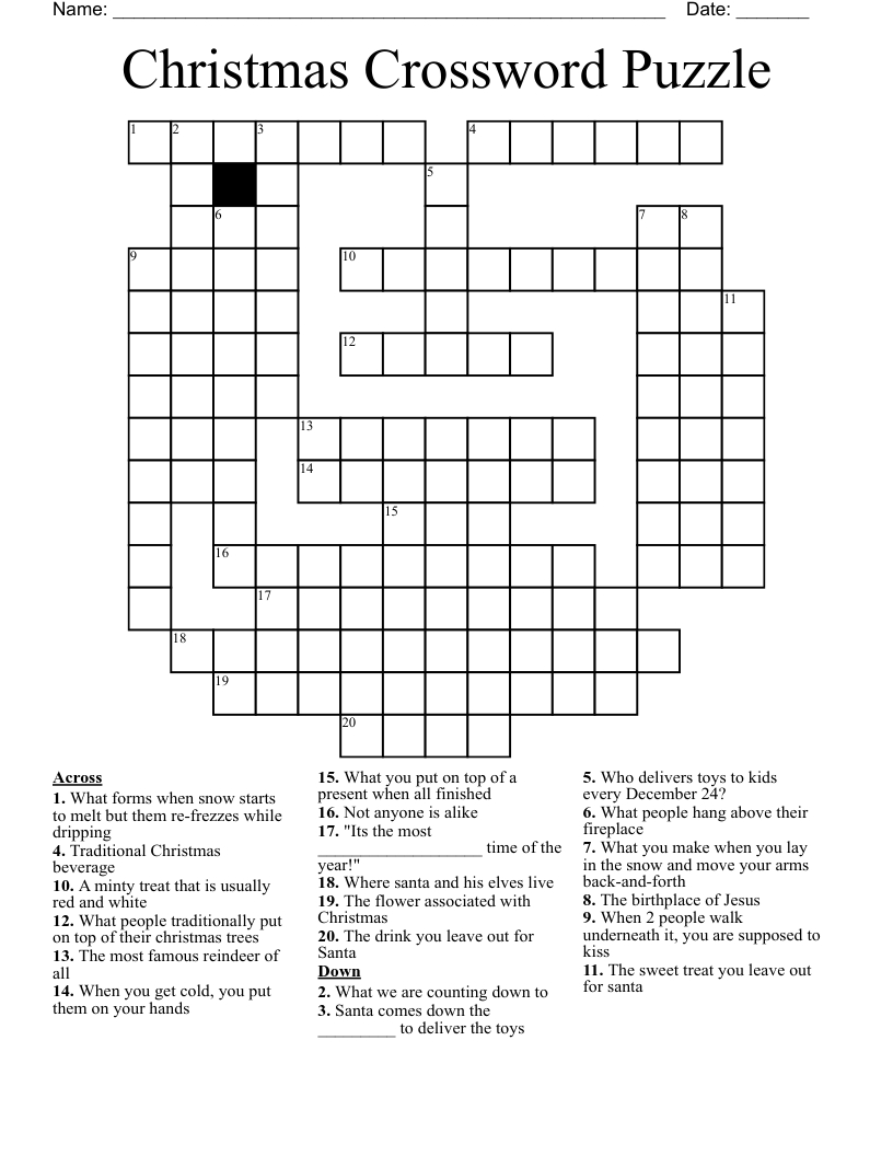 Christmas Crossword Puzzle - Wordmint intended for Christmas Crossword Puzzles Answers