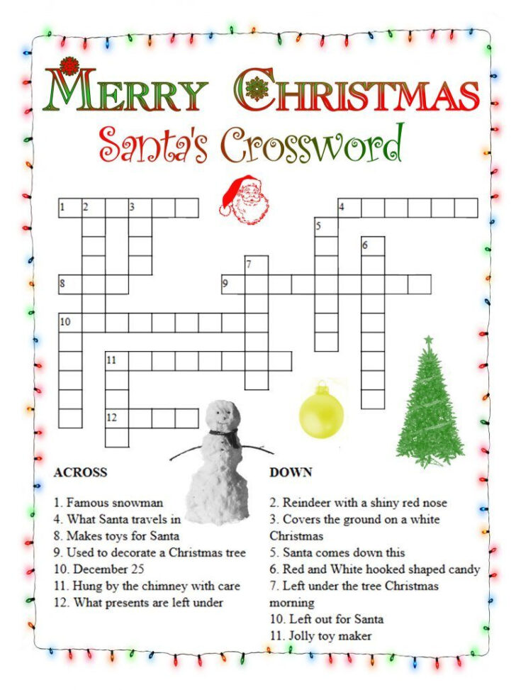 Easy Christmas Crossword Puzzles