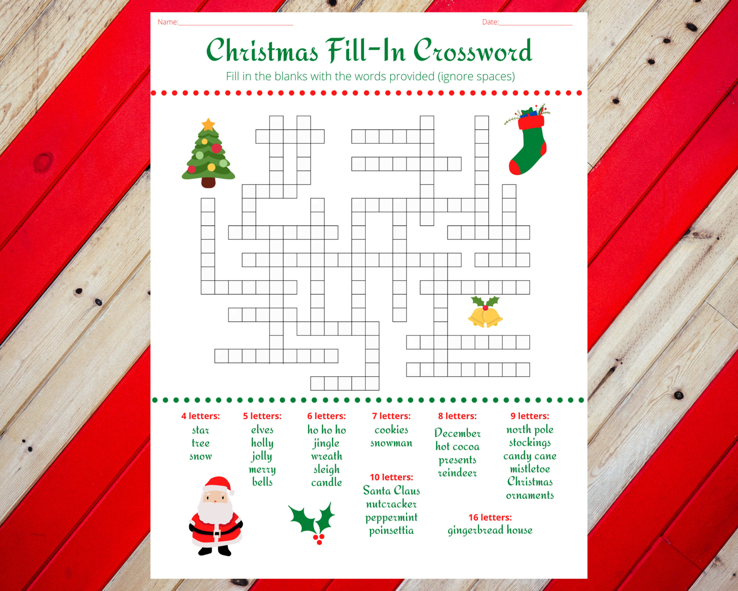 Christmas Holiday Fill In Crossword Puzzle Worksheet Digital intended for Easy Christmas Crossword Puzzles Printable