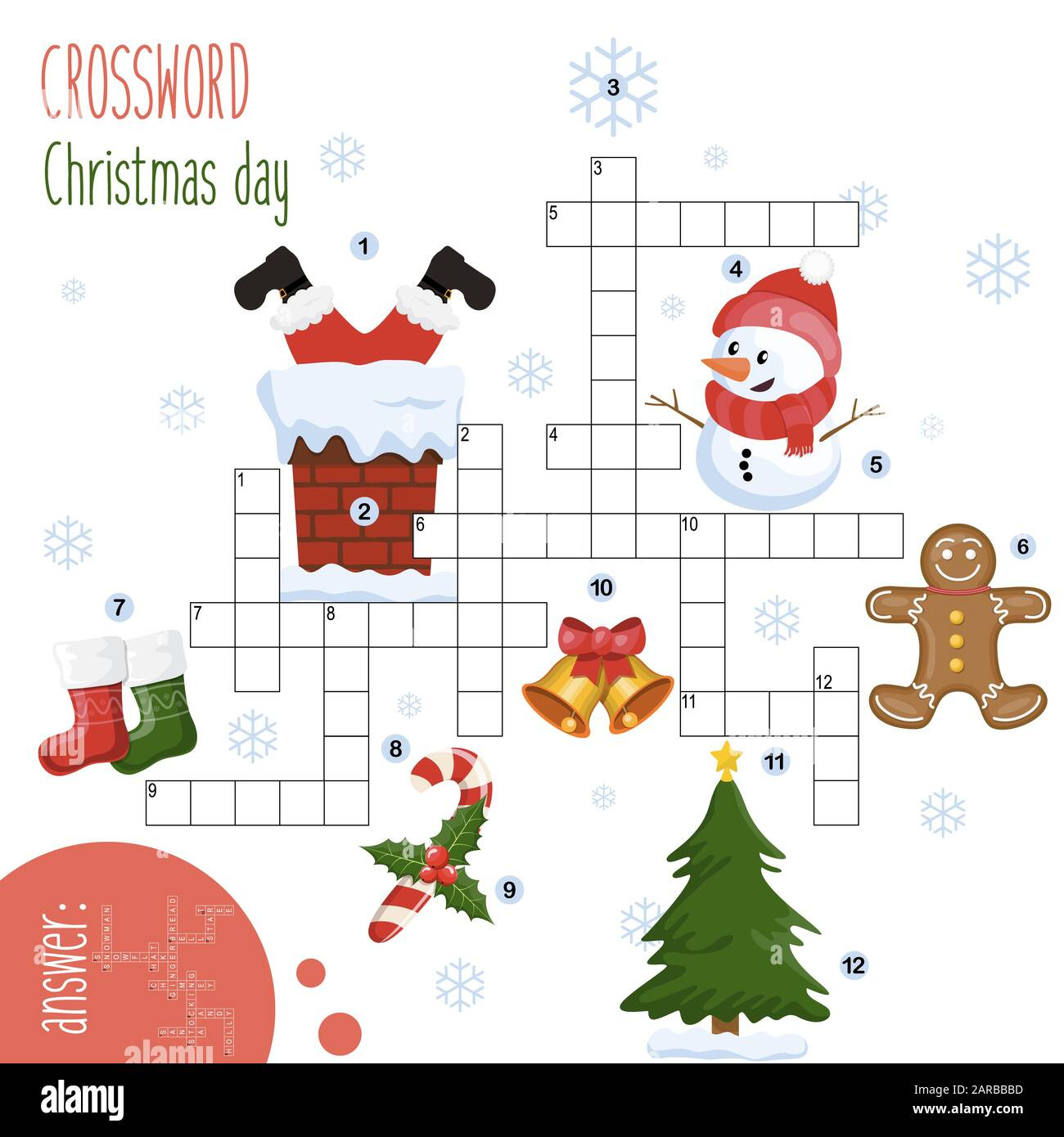 Easy Crossword Puzzle &amp;#039;Christmas Day&amp;#039;, For Children In Elementary with Easy Christmas Crossword Puzzles