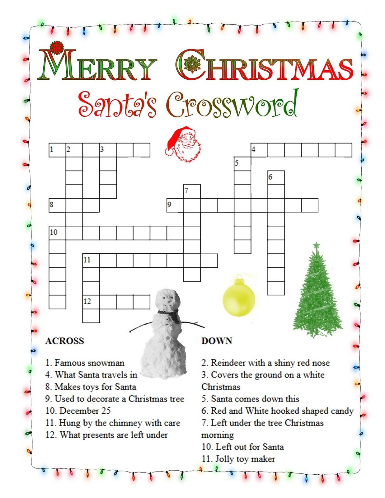 Free Printable Crossword Puzzles | Christmas Crossword Puzzles with Easy Christmas Crossword Puzzles Printable