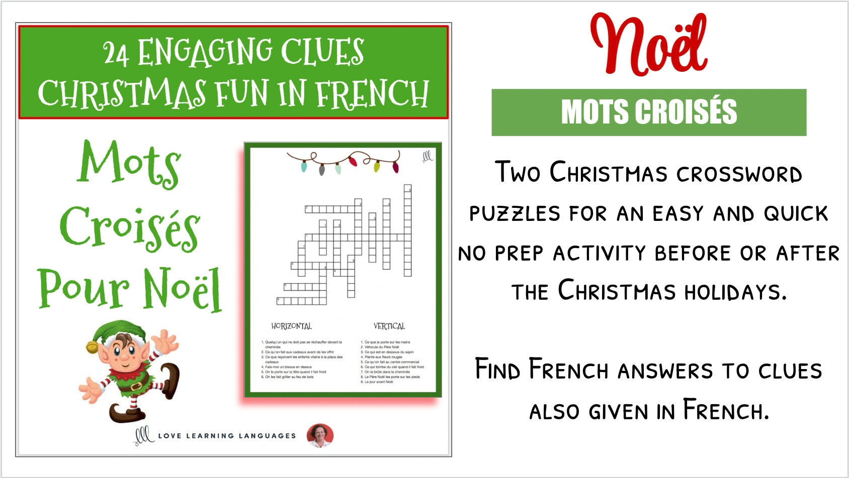 French Christmas Crossword Puzzle Printable Download Mots Croisés for French Christmas Crossword Puzzles