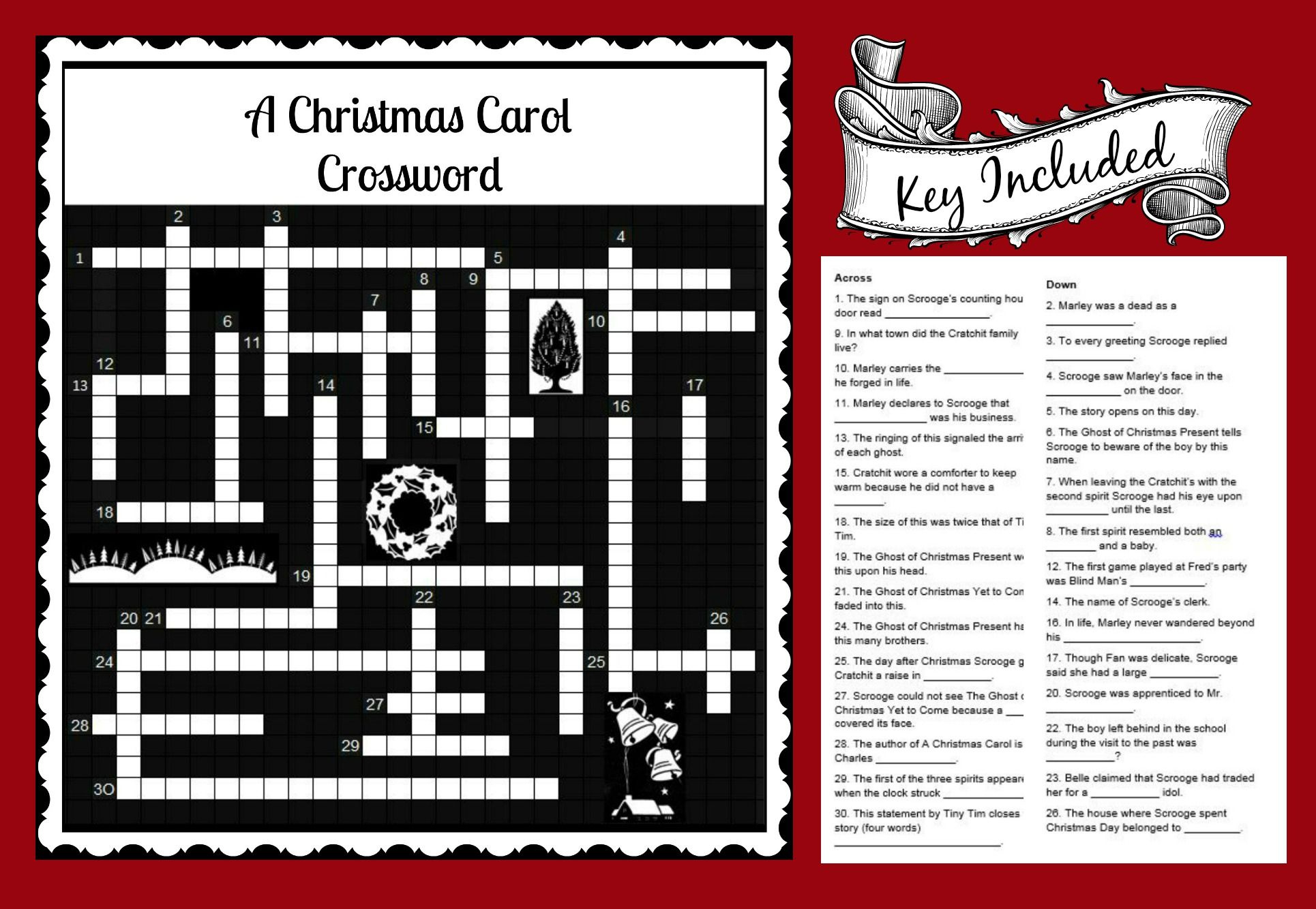 My Little Store inside Christmas Carol Crossword Puzzles Answer Key