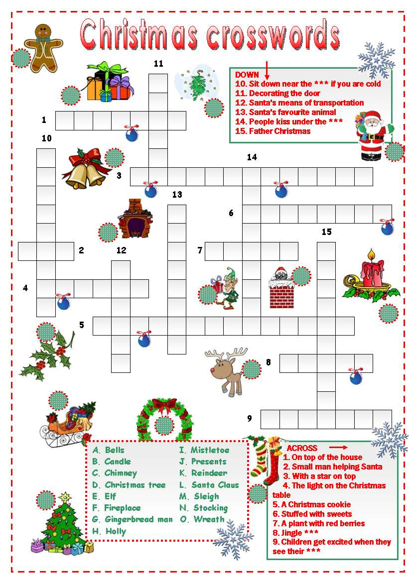 Pin Page throughout Christmas Crossword Puzzles Online