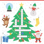 Vector Christmas Crossword Puzzle For Kids. Simple Quiz With For Christmas Tree Crossword Puzzles