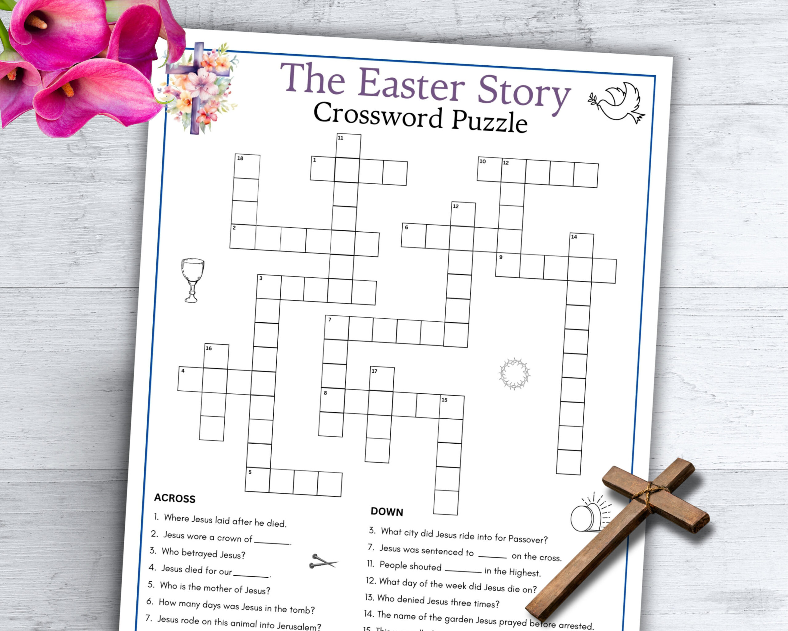 Christian Easter Crossword Puzzle Easter Games Printable Holy Week within Easter Story Crossword Puzzles