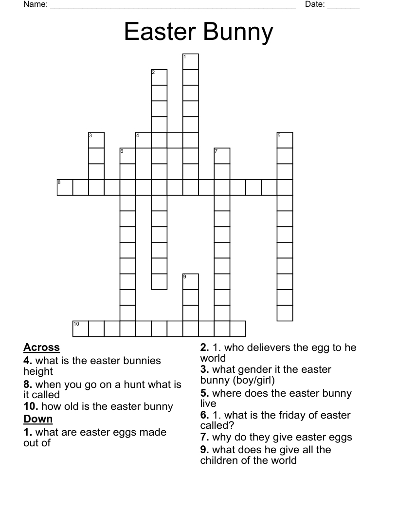 Easter Bunny Crossword - Wordmint within Easter Sign Crossword Puzzles Clue