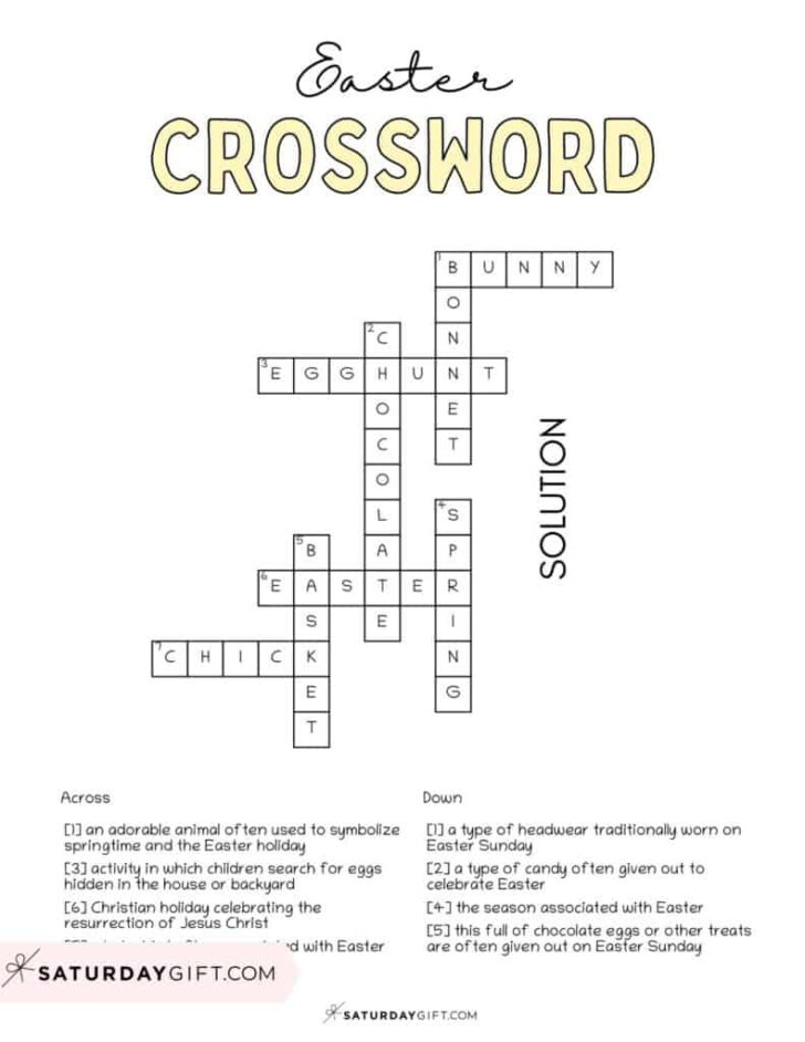 Easter Crossword Puzzles For High School Students Printable