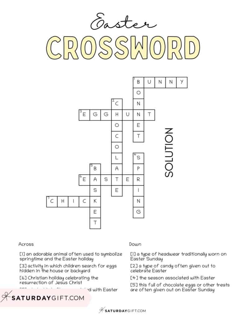 Easter Crossword Puzzle - Cute &amp;amp; Free Printable | Saturdaygift inside Easter Crossword Puzzles With Answers