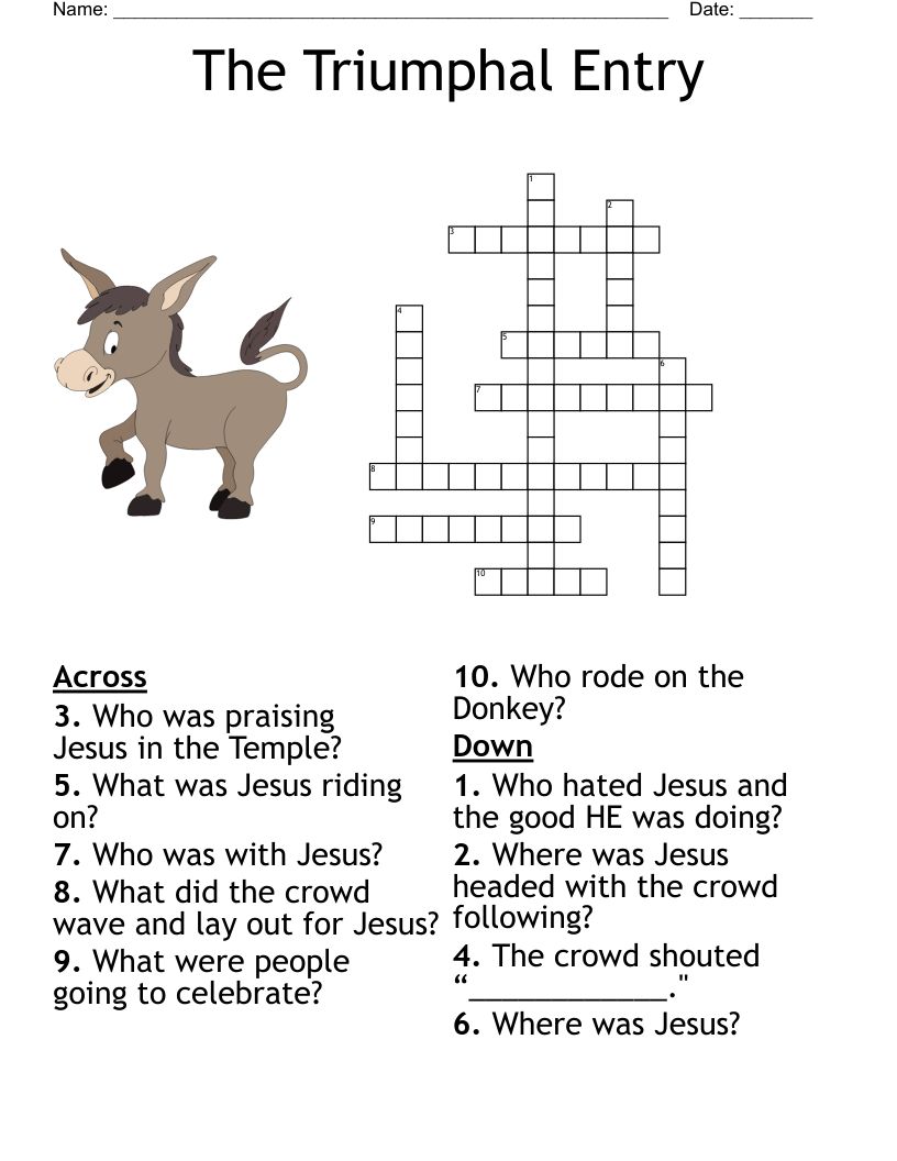 Easter Story Crossword - Wordmint pertaining to Easter Story Crossword Puzzles Answers