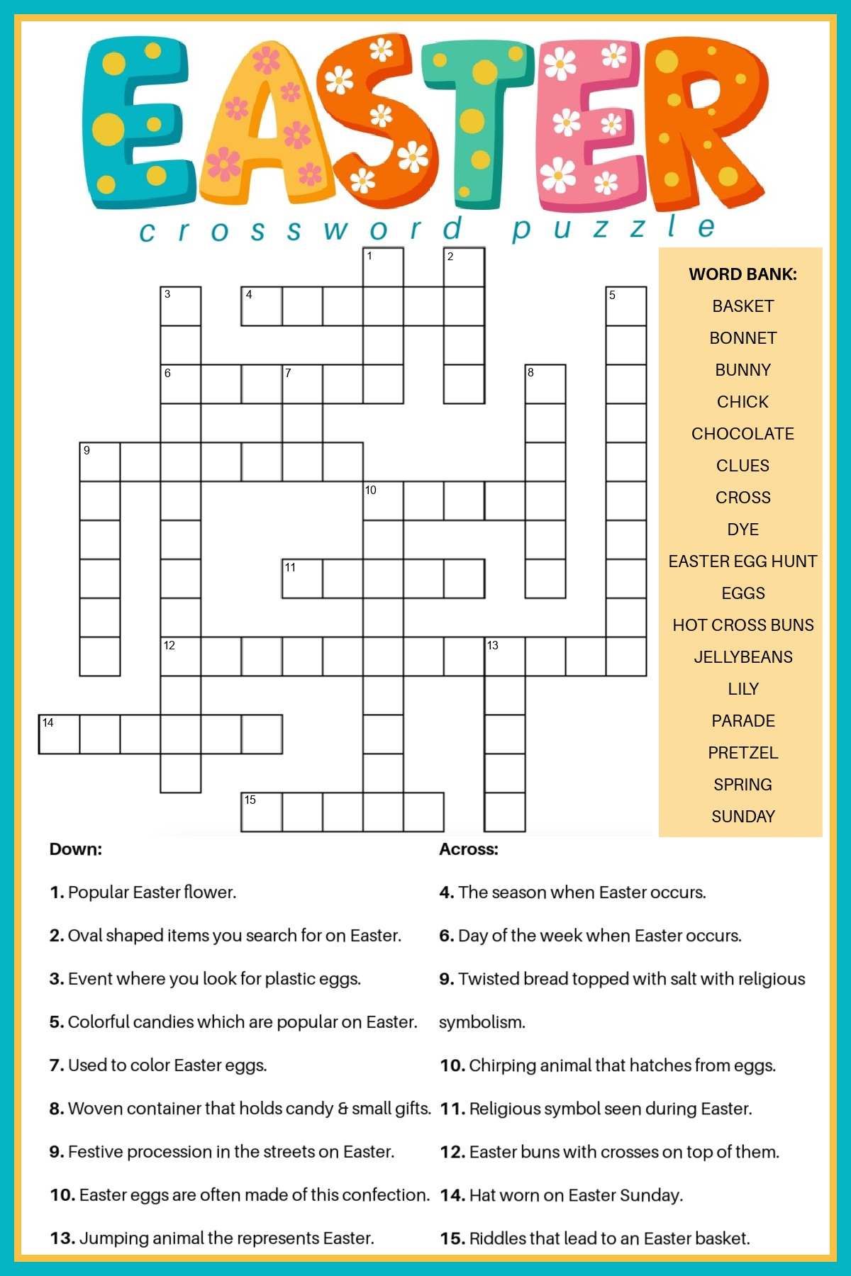 Free Easter Crossword Puzzle Printable - 2 Versions &amp;amp; Answer Key intended for Free Prinatable Easter Crossword Puzzles