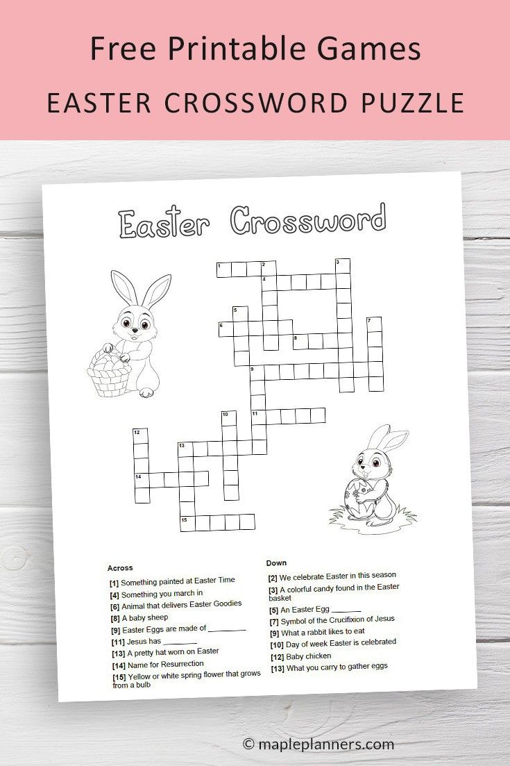 Free Printable Easter Crossword Puzzle | Fun Easter Activities For regarding Free Prinatable Easter Crossword Puzzles
