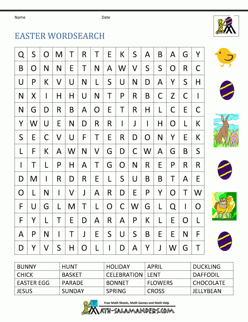Fun Easter Wordsearch with regard to Easter Crossword Puzzles Gif