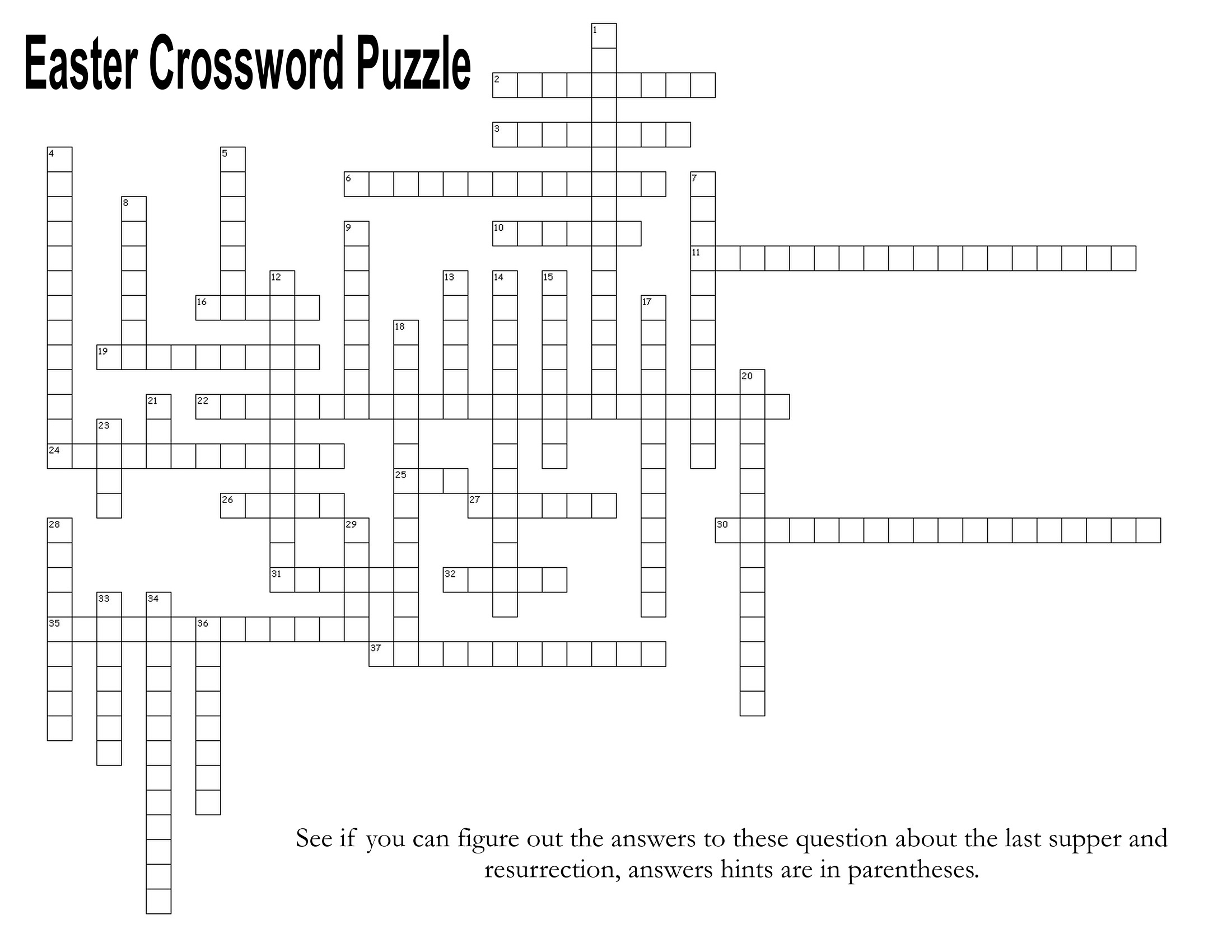 Last Supper And Resurrection / Easter Crossword Puzzle – The Idea Door within Easter Story Crossword Puzzles Answers
