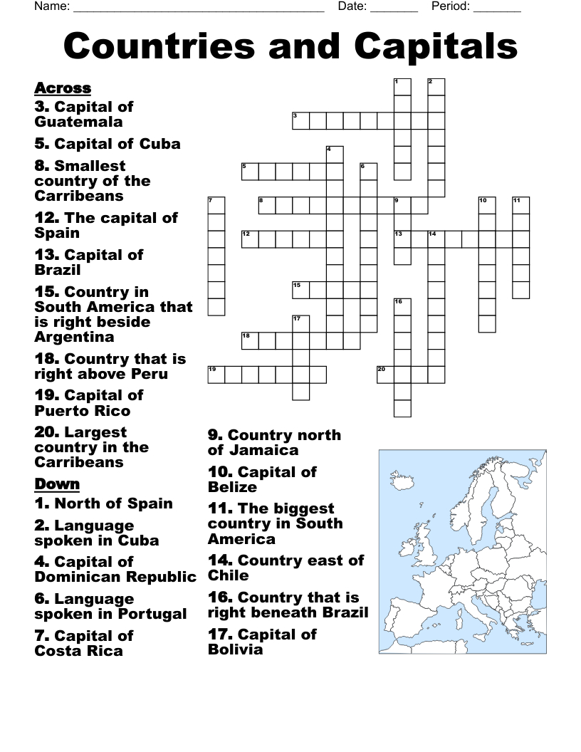 South America Test Crossword - Wordmint with Easter Island Country Crossword Puzzles Clue