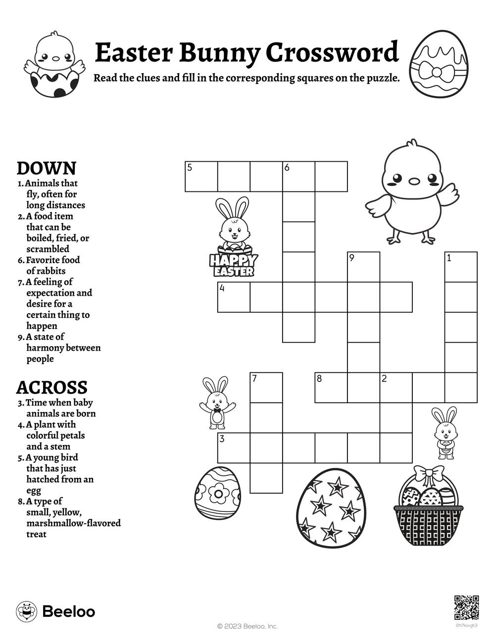Springtime Easter-Themed Crossword Puzzles • Beeloo Printable for Easter Crossword Puzzles