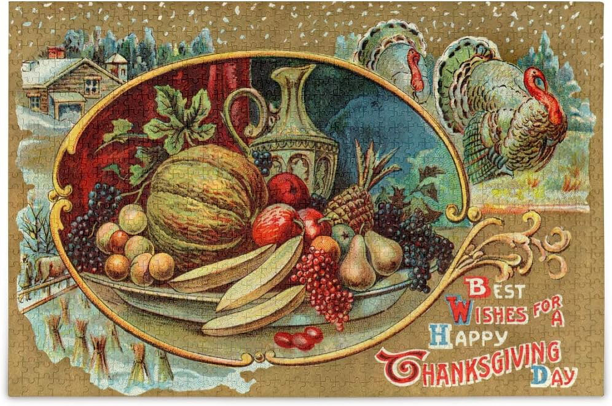 1000 Piece Jigsaw Puzzle For Adults Kids, Best Wishes Happy with 1000 Piece Thanksgiving Puzzle