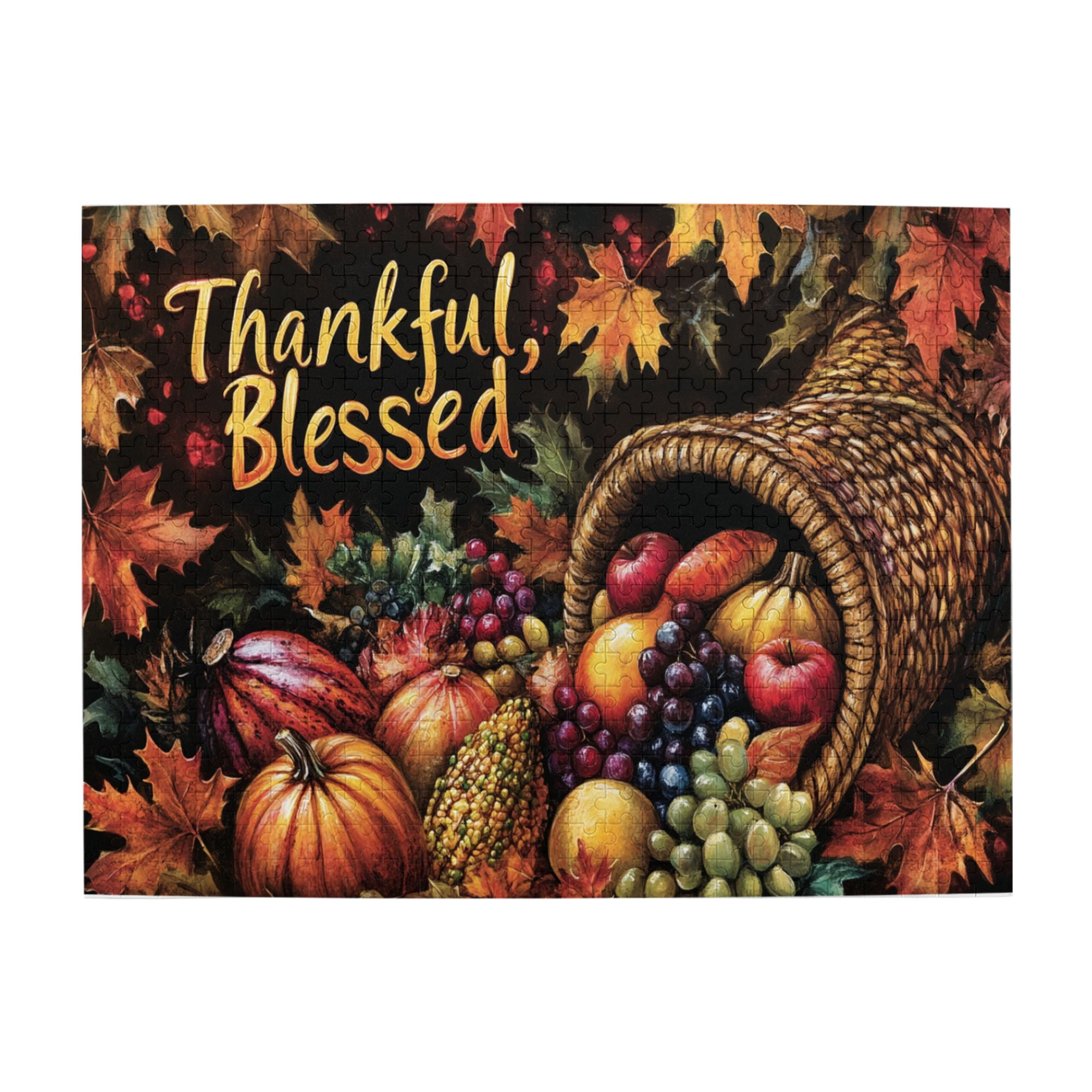 500 Pcs Thankful Blessed Slogan Harvest Fruits Puzzles For Adults in Thanksgiving Puzzles 500 Pieces