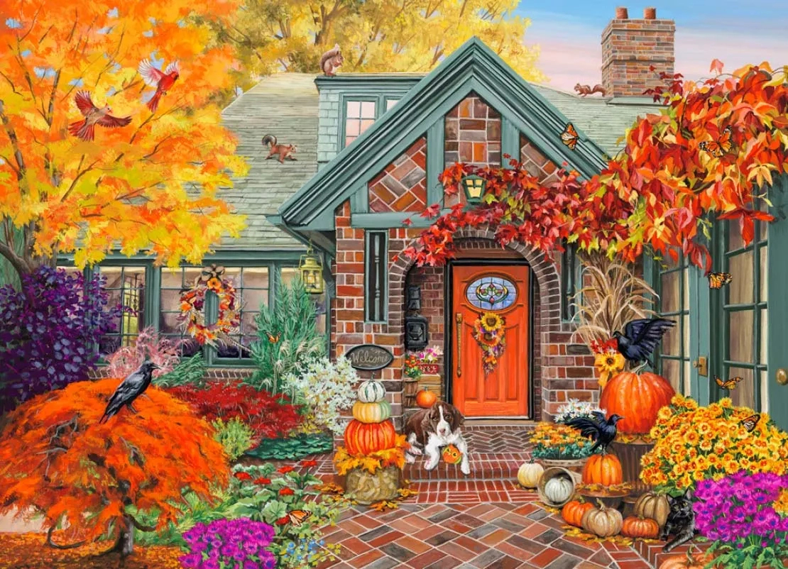 Autumn Welcome - 1000 Piece Jigsaw Puzzlevermont Christmas inside Free Thanksgiving Jigsaw Puzzles