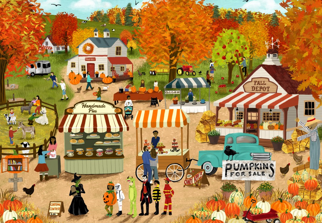 Fall Festivalabby Jacobs 1000 Piece Jigsaw Puzzle - Asterisk Jigsaw  Puzzles within Thanksgiving Jigsaw Puzzles