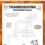 Free Printable Thanksgiving Crossword Puzzle   Pjs And Paint In Happy Thanksgiving Crossword Puzzles Answers
