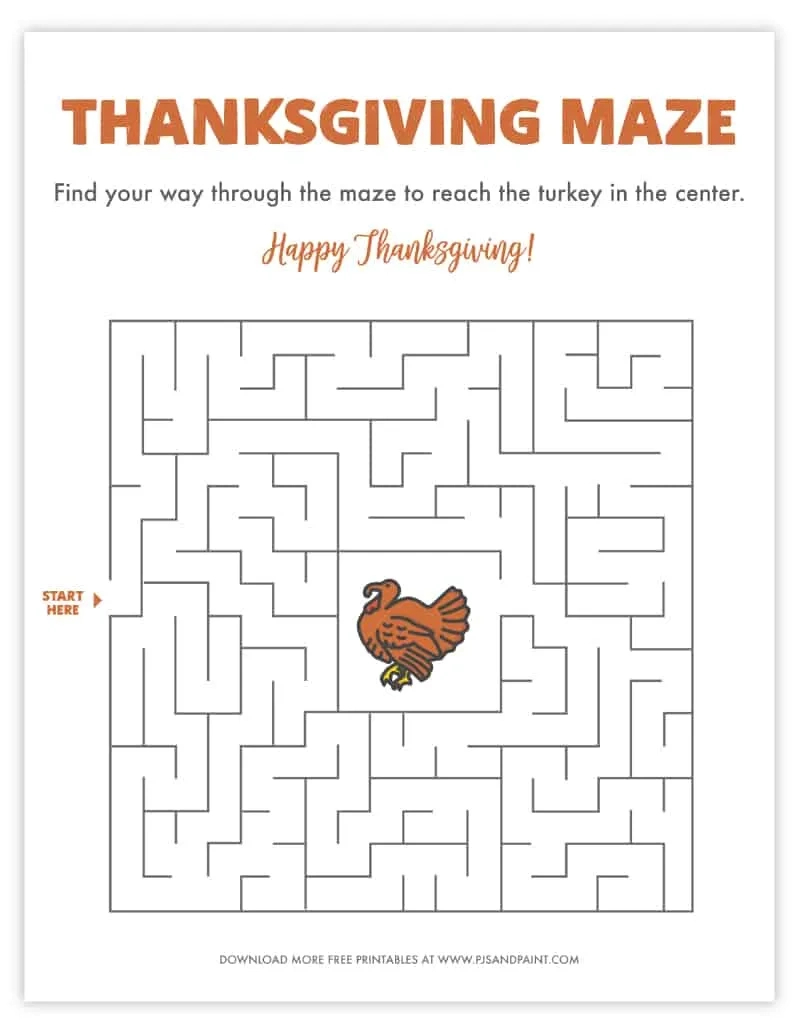Free Printable Thanksgiving Maze - Thanksgiving Games And Activities with regard to Thanksgiving Maze Puzzles