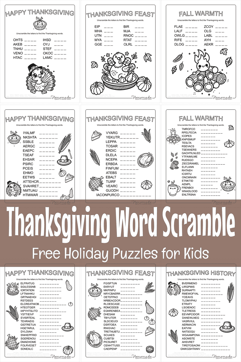 Free Printable Thanksgiving Word Scramble (With Answers!) regarding Puzzles To Print Thanksgiving Word Scramble Answers