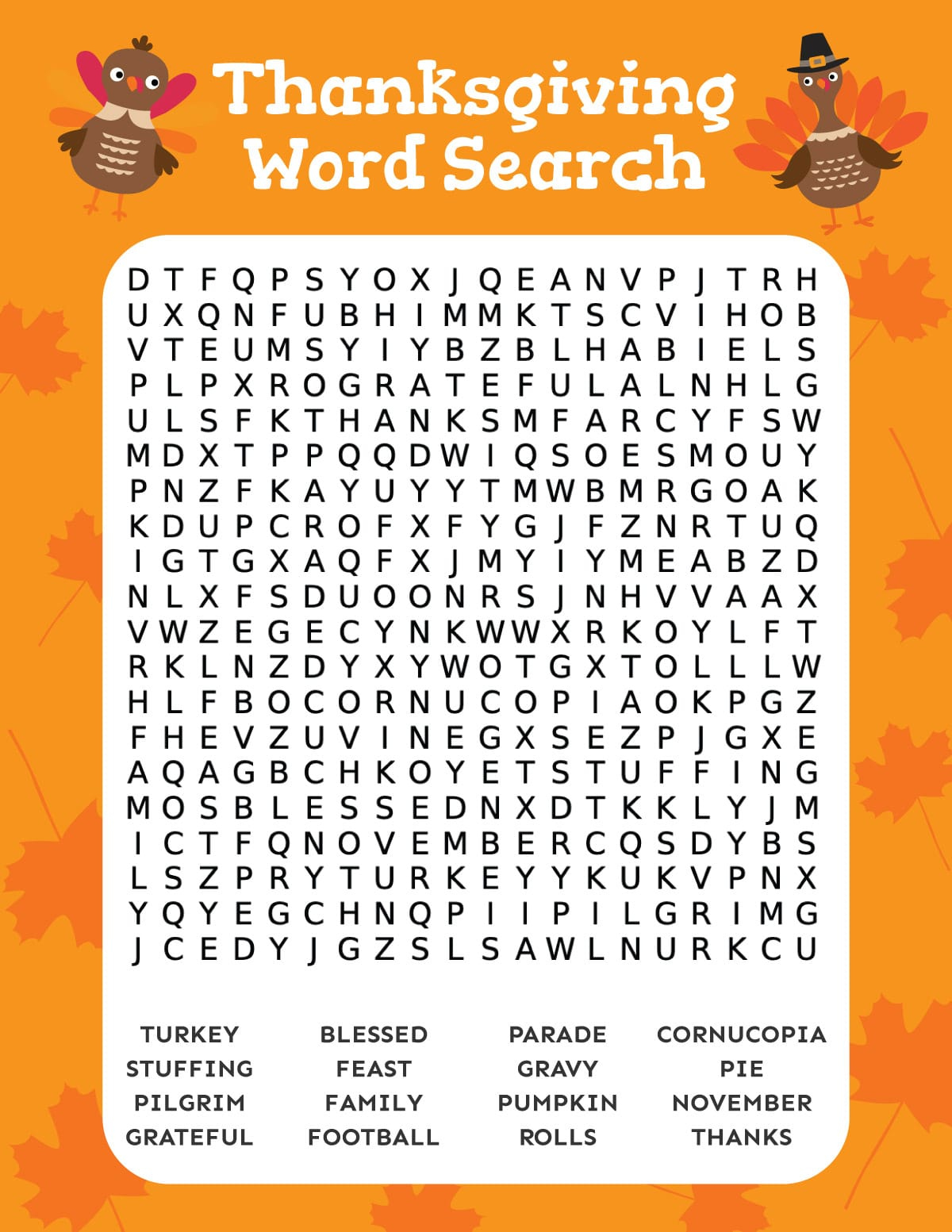 Free Printable Thanksgiving Word Search - Play Party Plan throughout Thanksgiving Word Searches And Crossword Puzzles