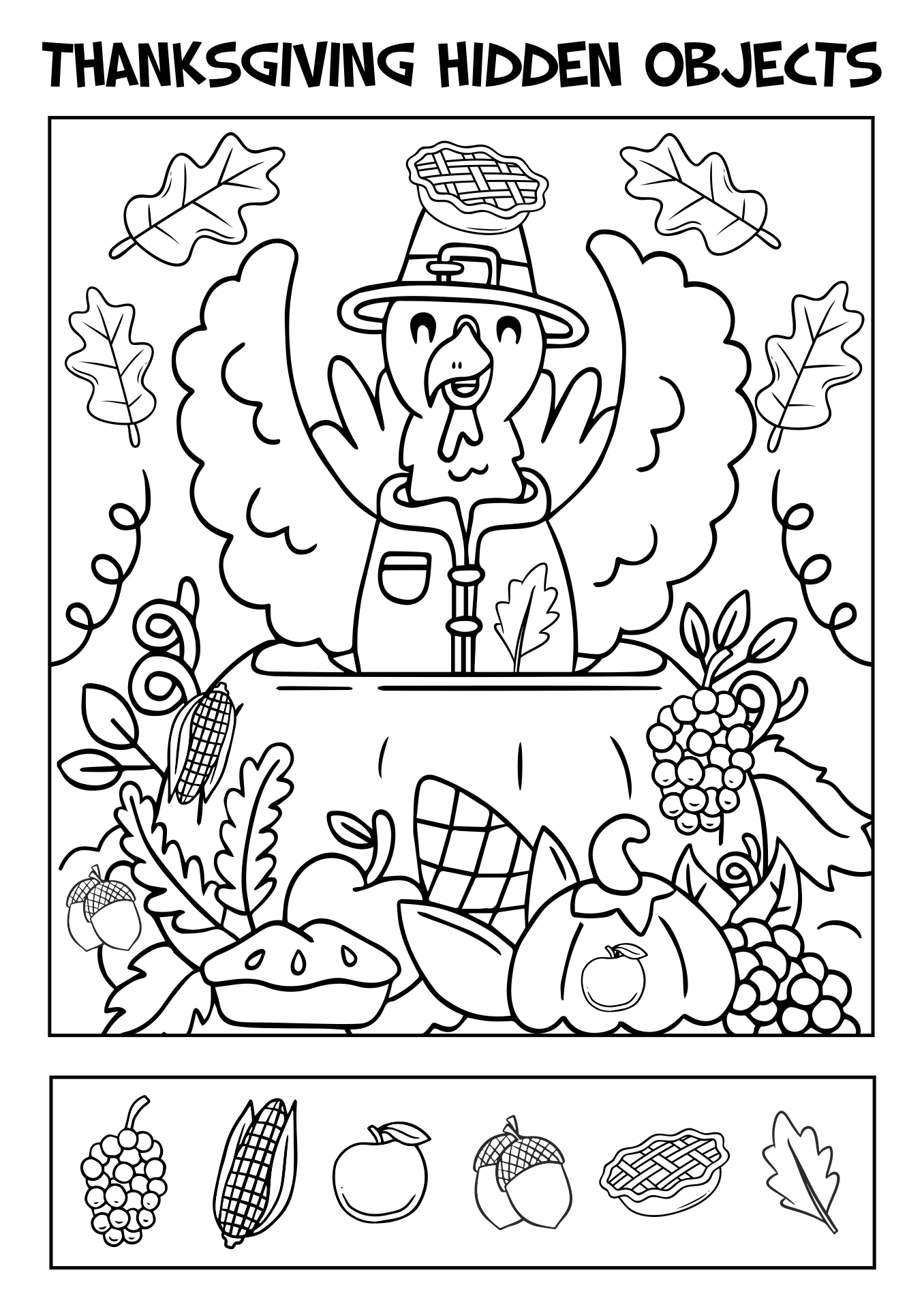 Free Thanksgiving Hidden Picture Worksheet, Download Free in Thanksgiving Hidden Picture Puzzles