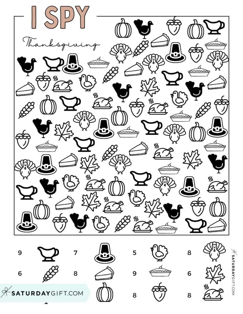 Free Thanksgiving I Spy Printable | Saturdaygift in Free Printable Thanksgiving Hidden Picture Puzzles