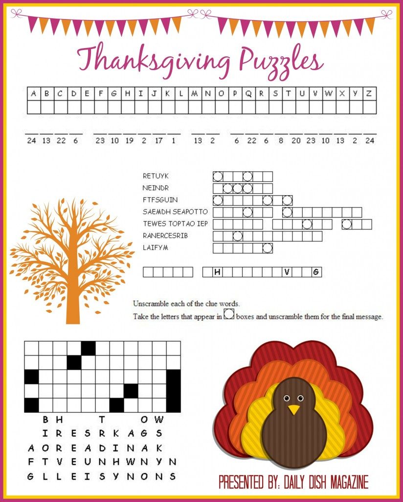 Free Thanksgiving Puzzle Printables - 24/7 Moms within Thanksgiving Puzzles To Print Free