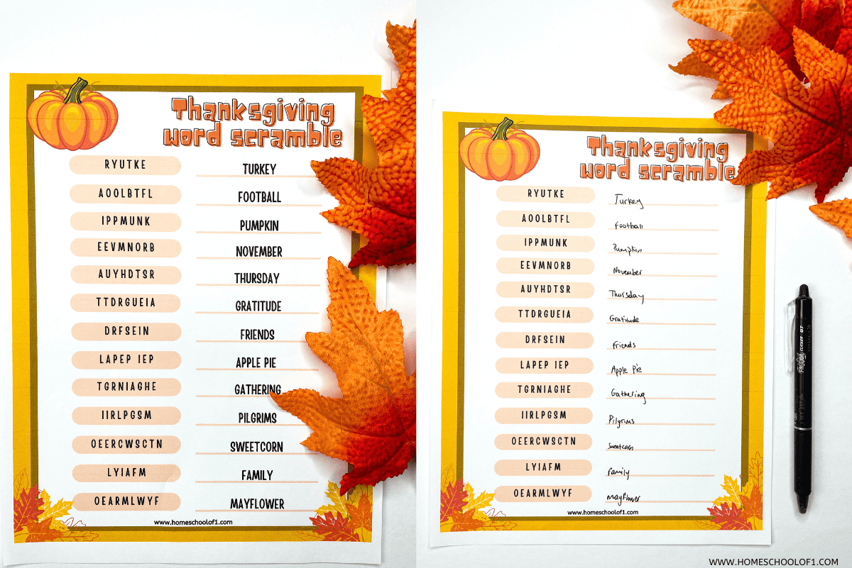 Free Thanksgiving Word Scramble Printable (With Answers) pertaining to Puzzles To Print Thanksgiving Word Scramble Answers
