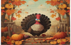 Freeamg 1000 Pieces Thanksgiving Turkey Jigsaw Puzzle For Adults within Thanksgiving Turkey Puzzle