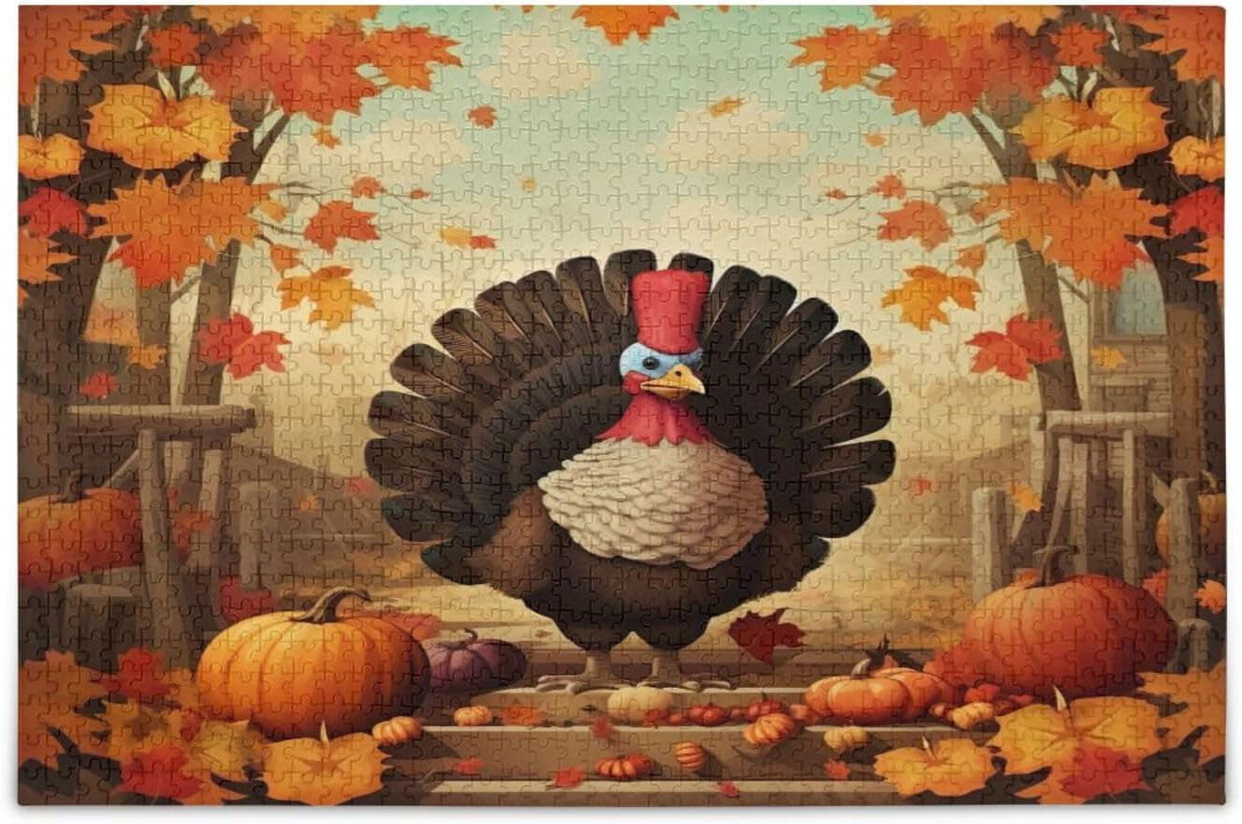 Freeamg 1000 Pieces Thanksgiving Turkey Jigsaw Puzzle For Adults within Thanksgiving Turkey Puzzle