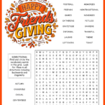 Friendsgiving Word Search With Adult Thanksgiving Puzzles