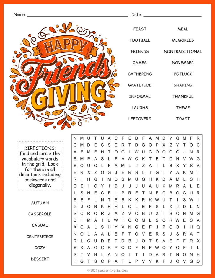 Adult Thanksgiving Puzzles