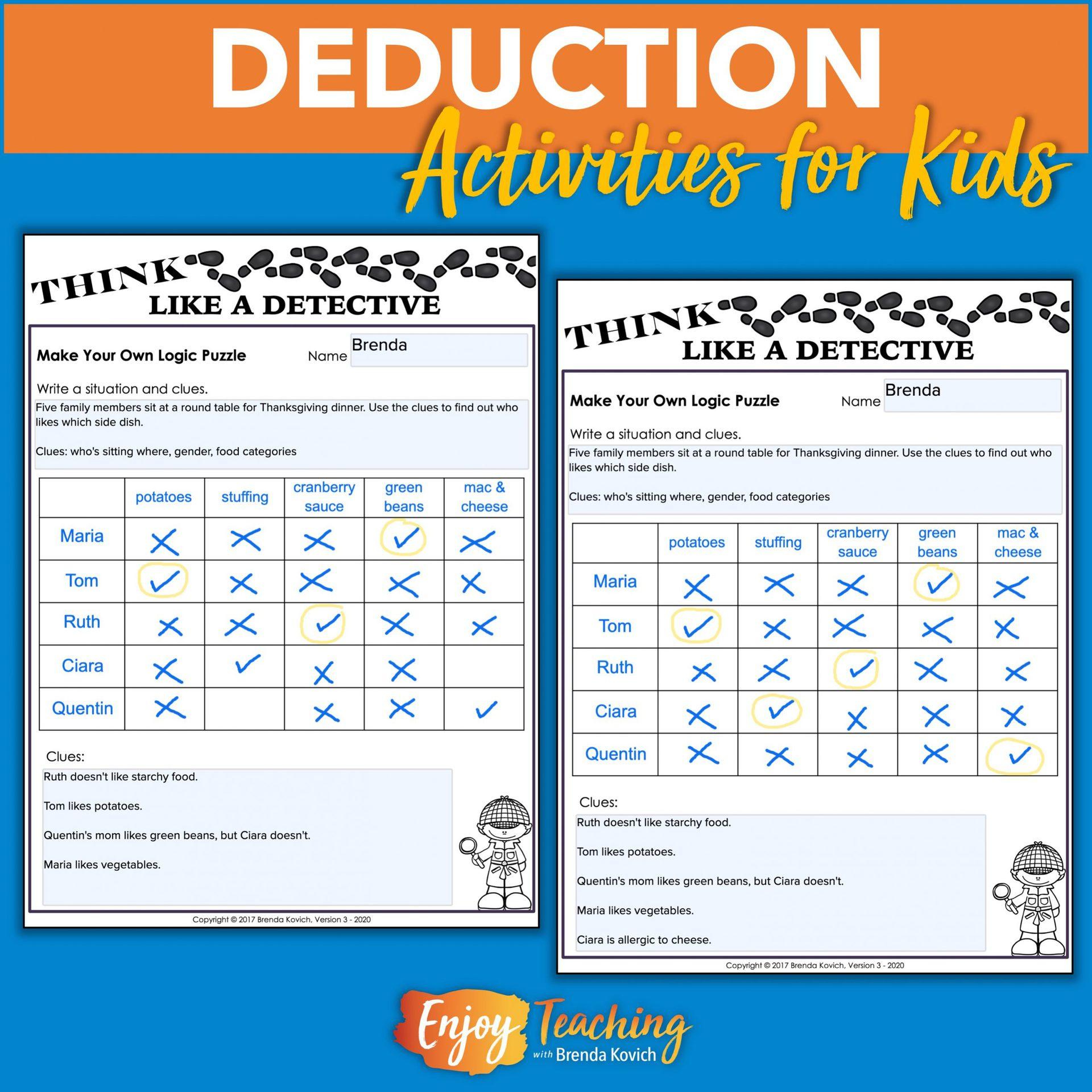 Logic Puzzles For Kids - Deductive Reasoning &amp;amp; Make Your Own! with regard to Thanksgiving Dinner Logic Grid Puzzle Answers