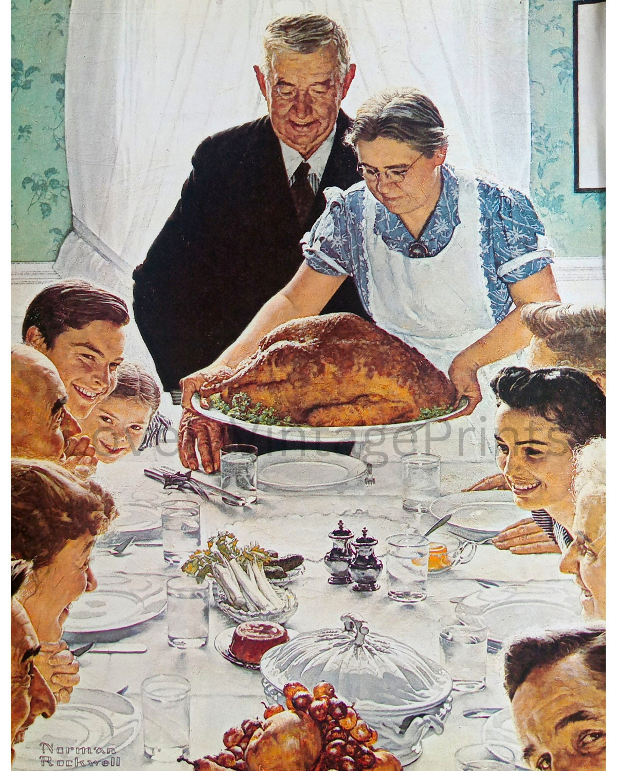 Norman Rockwell Thanksgiving - Etsy within Norman Rockwell Thanksgiving Jigsaw Puzzle