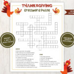 Printable Thanksgiving Crossword Puzzle For Kids And Adults Regarding Printable Thanksgiving Crossword Puzzles For Adults