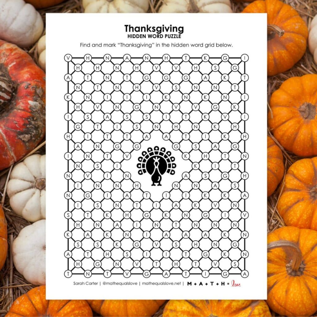 Printable Thanksgiving Puzzles And Games | Math = Love inside Thanksgiving Hidden Picture Puzzle