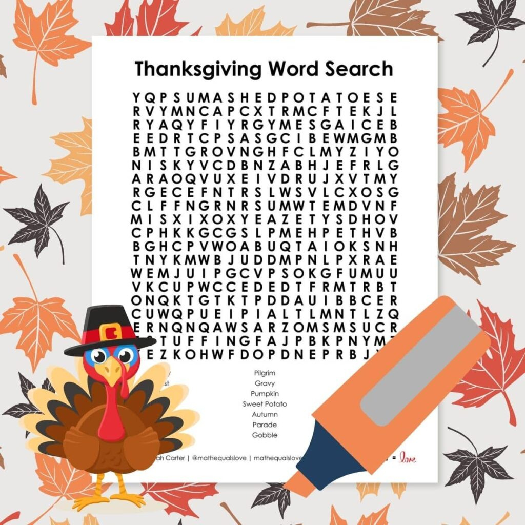 Printable Thanksgiving Puzzles And Games | Math = Love with Thanksgiving Games and Puzzles