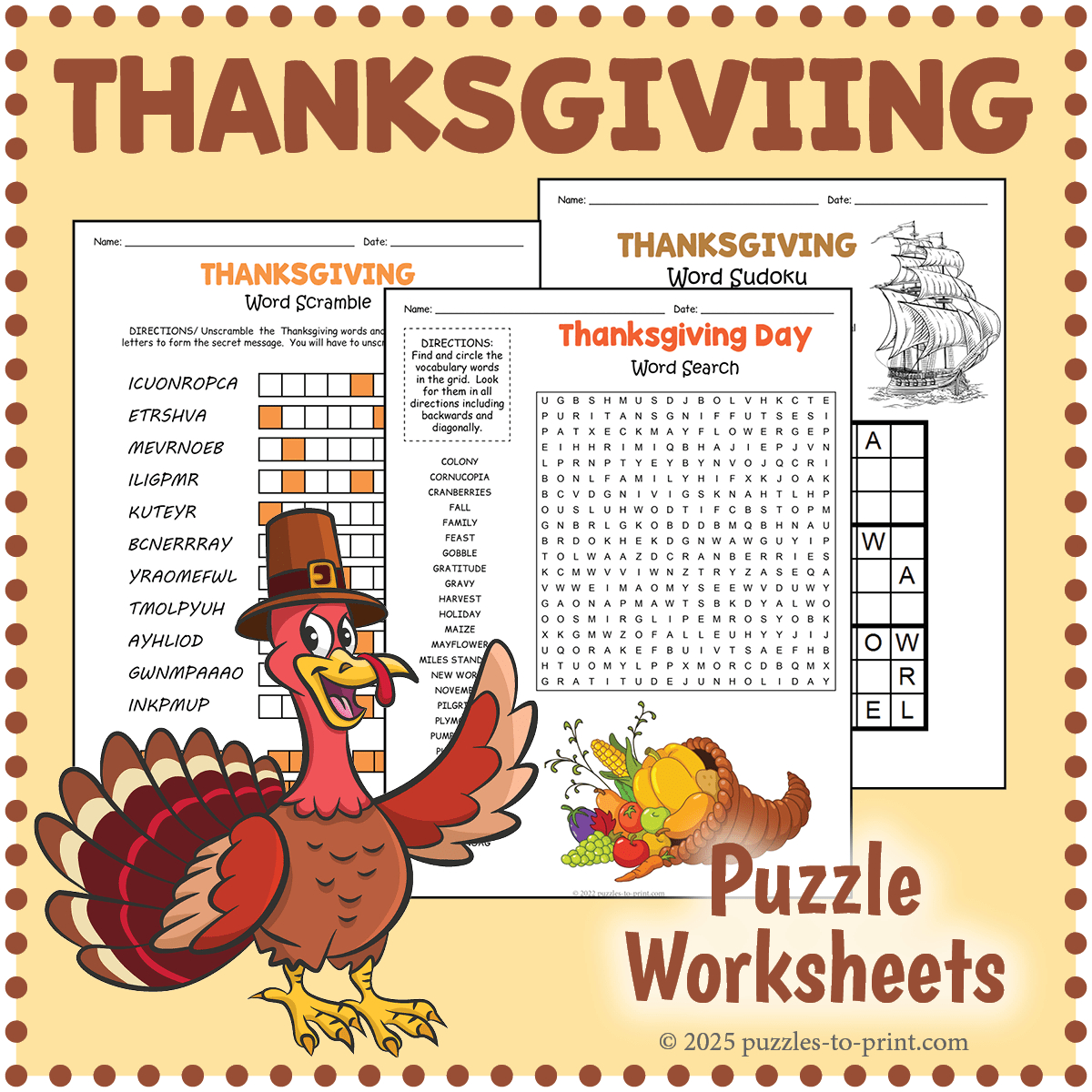 Printable Thanksgiving Puzzles throughout Free Online Thanksgiving Puzzles